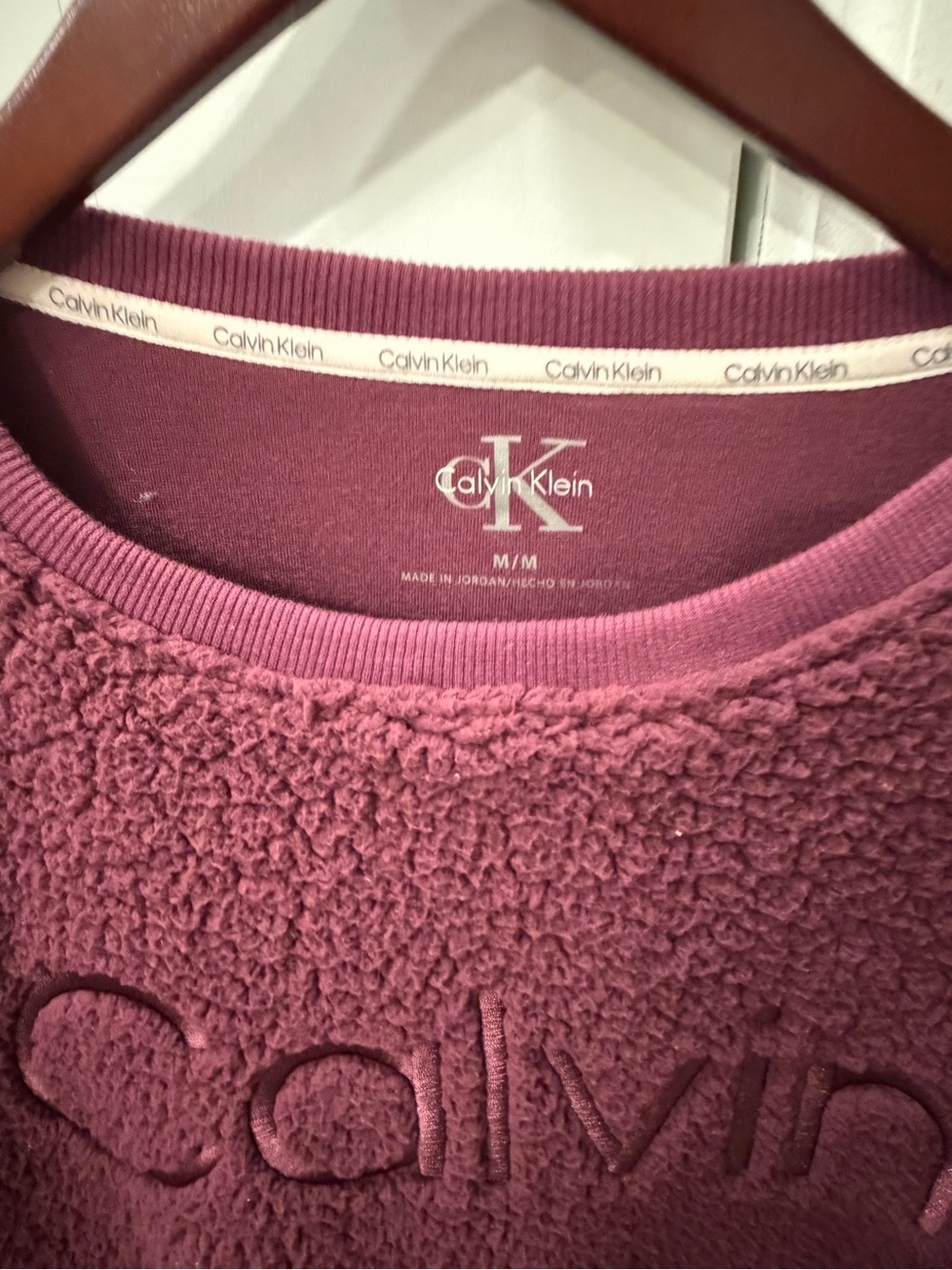 Calvin Klein Women's Crewneck Sherpa Sweater - Plum - Picture 2 of 5